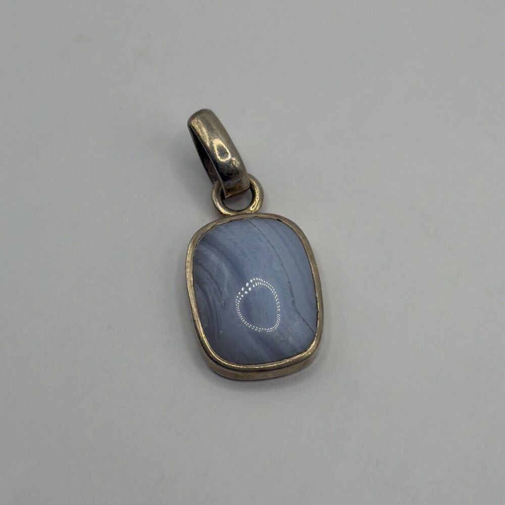 925 Sterling Silver Large Stone Pendant Lot Blue Lace Agate - Picture 6 of 7